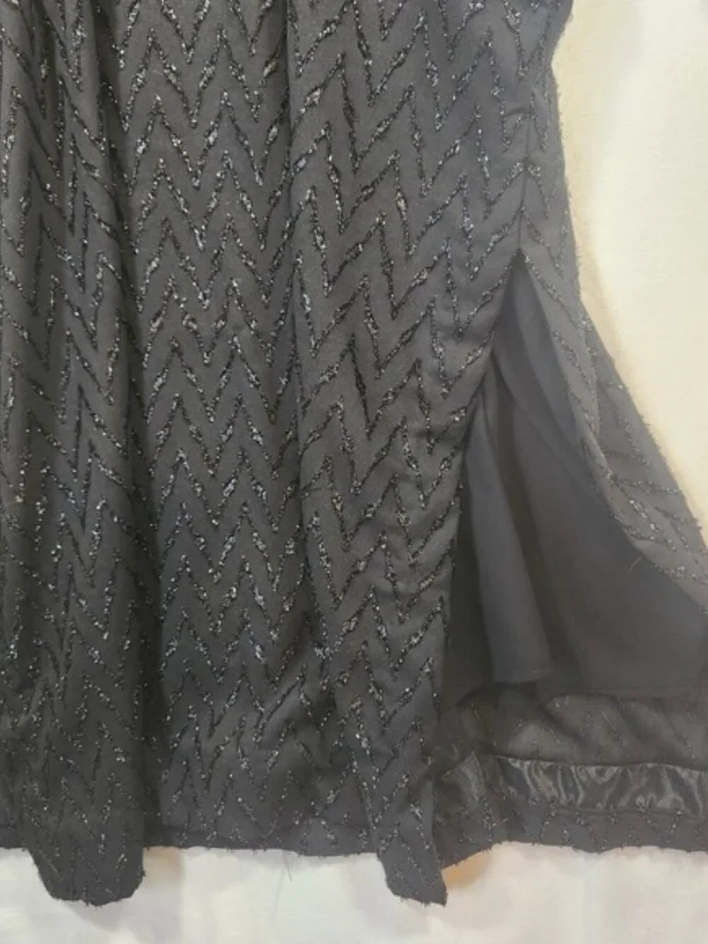 Handmade Black Glitter Chevron  Dress Elbow Sleeve Side Split Eras Tour Concert - Picture 8 of 11